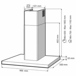 Hotte Décorative Murale 90cm 60db 394m3/h Inox/verre - Dhb7952g - De Dietrich - Inox -De Dietrich Soldes 14349739 3